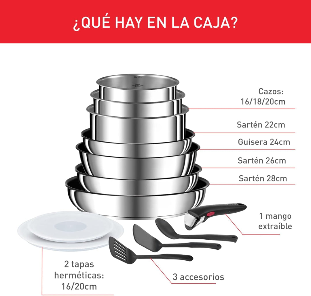ProChefSet® - Juego de Batería de Cocina de Acero Inoxidable Indestructible Antiadherente 29 ES