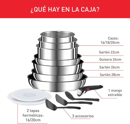 ProChefSet® - Juego de Batería de Cocina de Acero Inoxidable Indestructible Antiadherente 29 ES