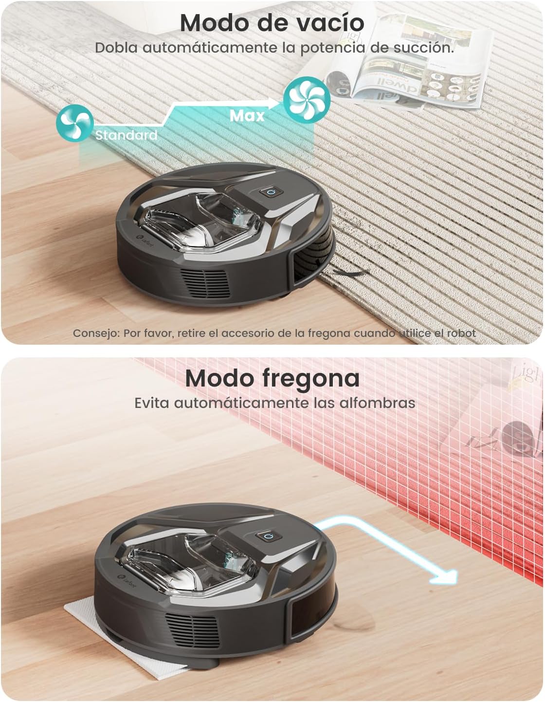 RobotClean® - El Robot Aspirador con Potencia UltraFuerte que Elimina el 100% del Pelo de Mascotas y Polvo