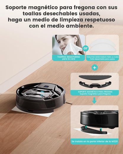 RobotClean® - El Robot Aspirador con Potencia UltraFuerte que Elimina el 100% del Pelo de Mascotas y Polvo