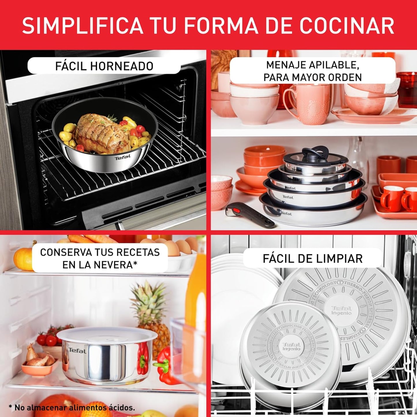 ProChefSet® - Juego de Batería de Cocina de Acero Inoxidable Indestructible Antiadherente 29 ES