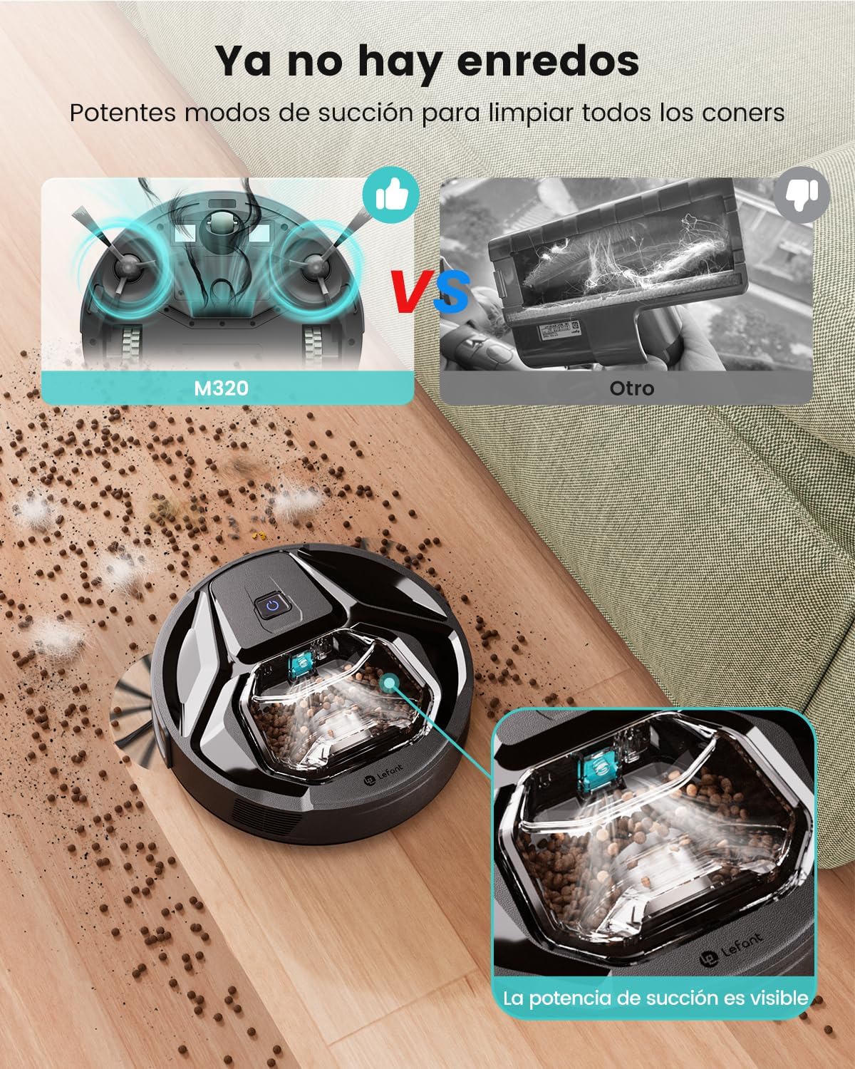 RobotClean® - El Robot Aspirador con Potencia UltraFuerte que Elimina el 100% del Pelo de Mascotas y Polvo