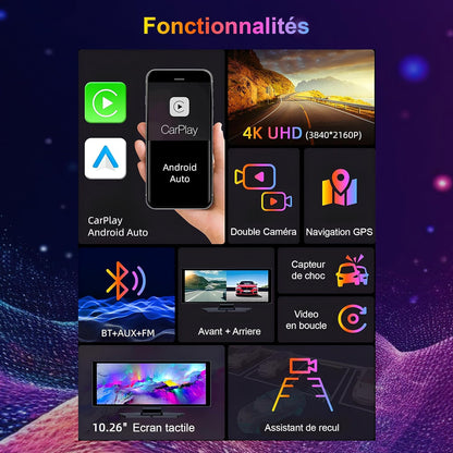 CarBOSS® - CarPlay & Android Auto Inalámbrico | Dashcam 4K + Cámara Trasera HD - ES
