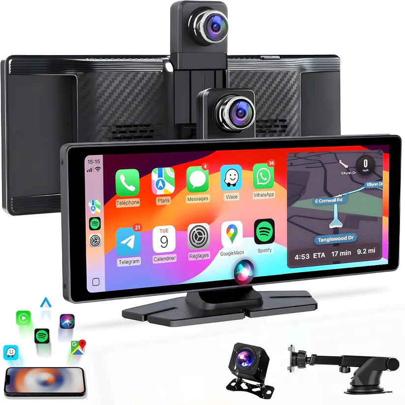 CarBOSS® - CarPlay & Android Auto Inalámbrico | Dashcam 4K + Cámara Trasera HD - AR