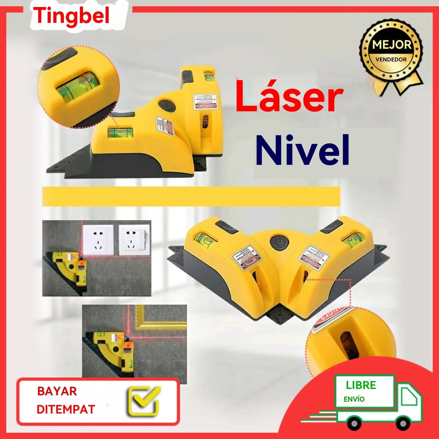 Prexision® - Niveau laser à 90 degrés, outil pour la pose de carreaux à angle droit, niveau infrarouge haute précision