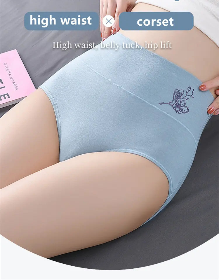 FitOk® - Braguitas de cintura alta de algodón puro con realce de caderas, tallas grandes 【Compre 1 y llévese 5 gratis】