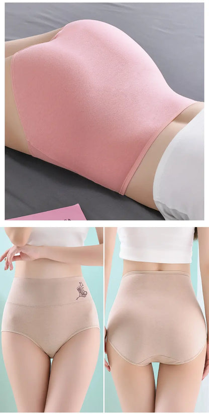 FitOk® - Braguitas de cintura alta de algodón puro con realce de caderas, tallas grandes 【Compre 1 y llévese 5 gratis】