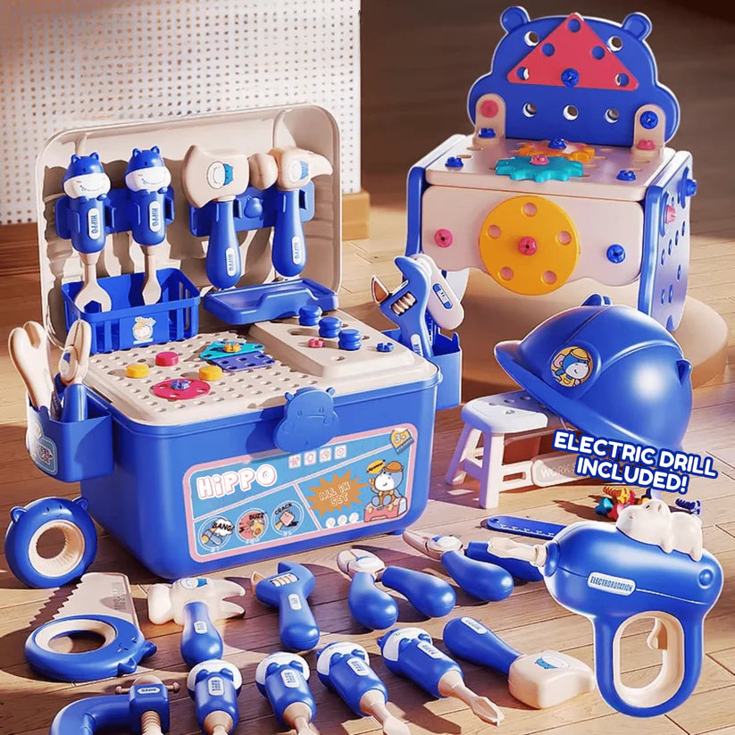 BravoBaby® -  ¡El Kit de Herramientas de Juguete 3-en-1 Montessori con Taladro Eléctrico