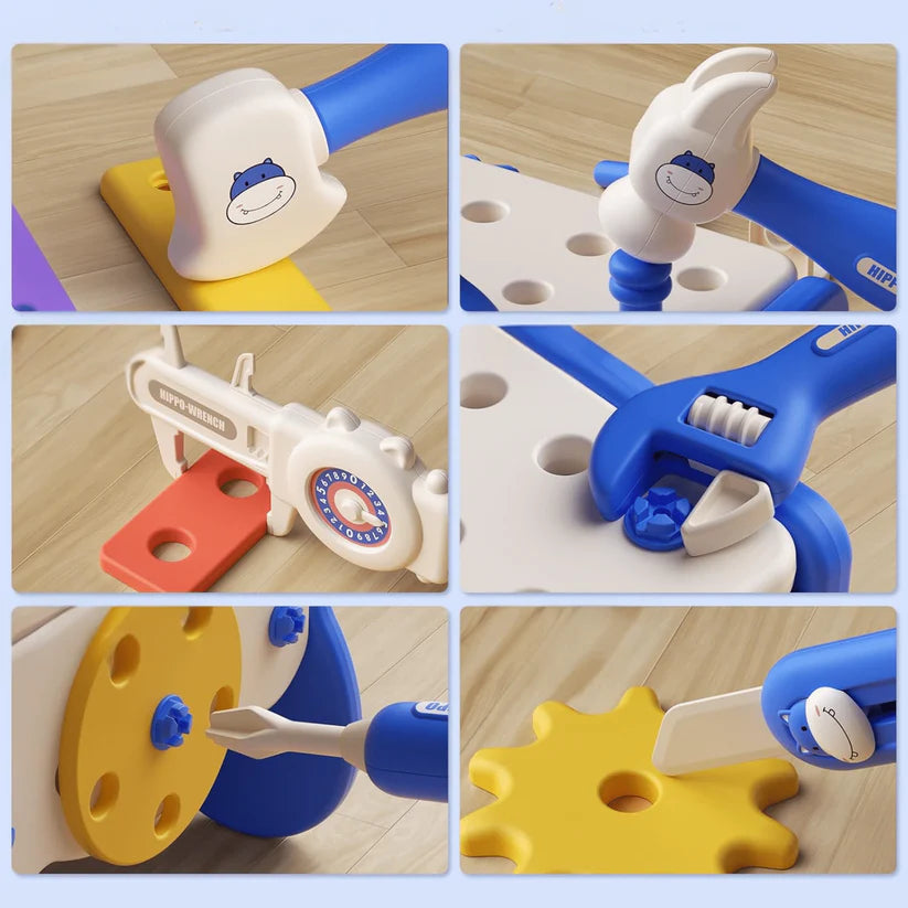 BravoBaby® -  ¡El Kit de Herramientas de Juguete 3-en-1 Montessori con Taladro Eléctrico