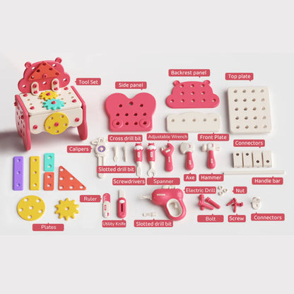 BravoBaby® -  ¡El Kit de Herramientas de Juguete 3-en-1 Montessori con Taladro Eléctrico