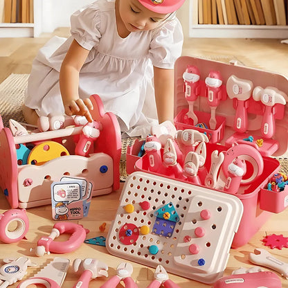 BravoBaby® -  ¡El Kit de Herramientas de Juguete 3-en-1 Montessori con Taladro Eléctrico